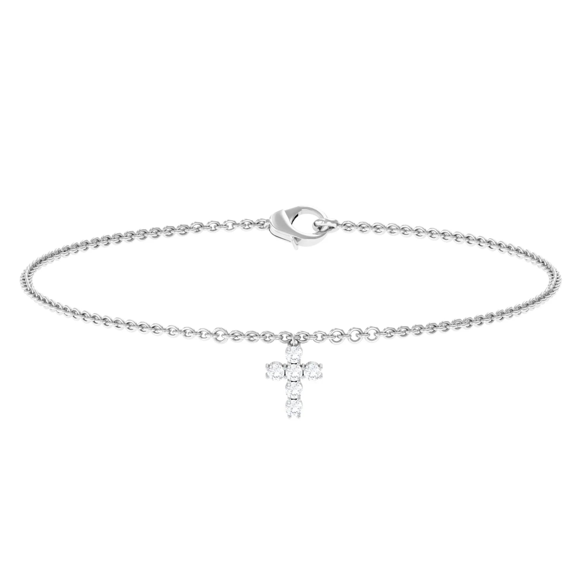 0.25 CT Certified Diamond Chain Bracelet with Cross Charm