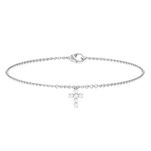 0.25 CT Certified Diamond Chain Bracelet with Cross Charm