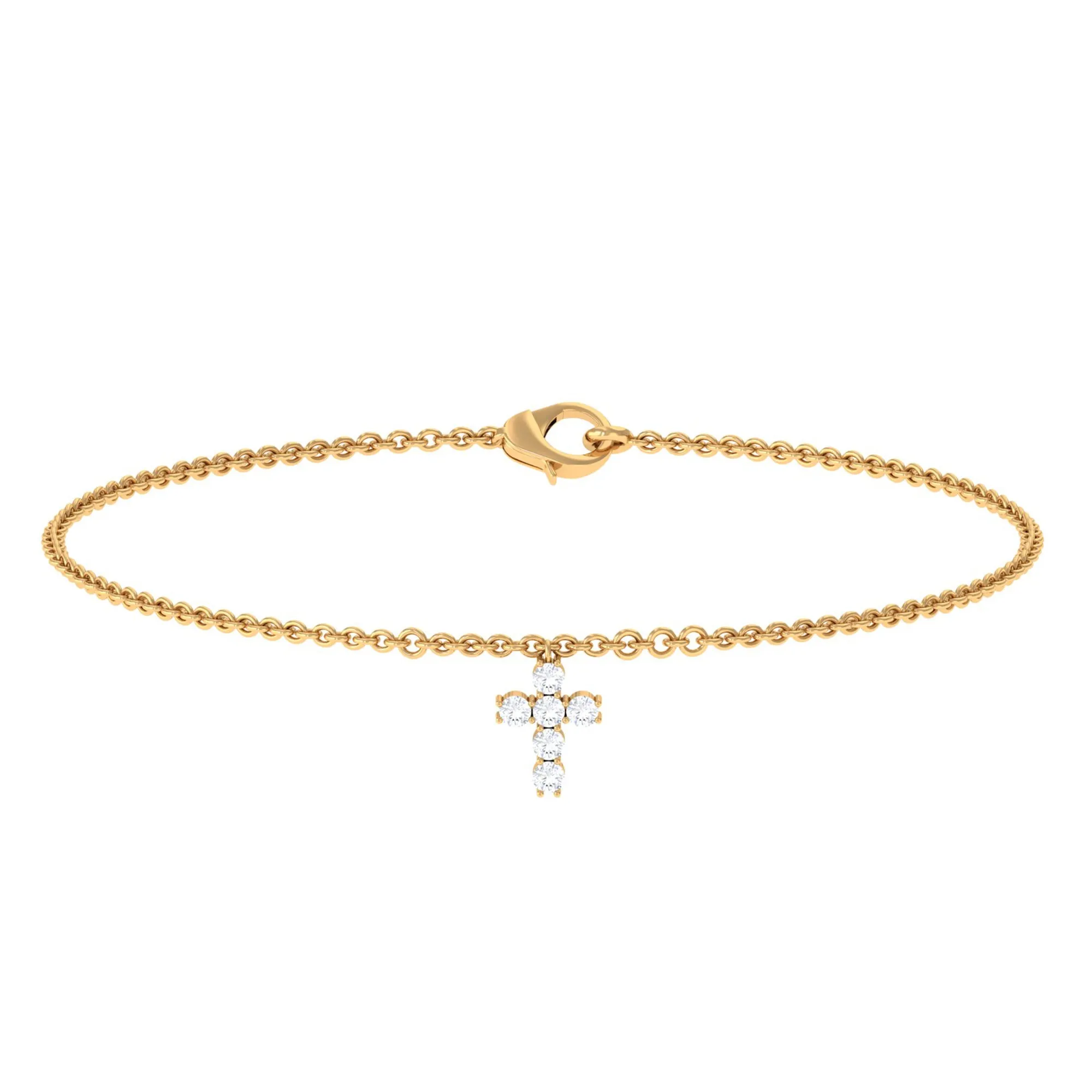 0.25 CT Certified Diamond Chain Bracelet with Cross Charm