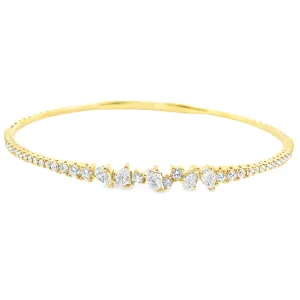 1.16ct 14k Yellow Gold Diamond Bangle