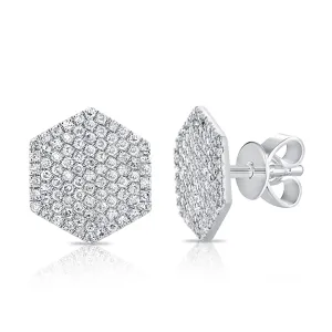 14k Gold & Diamond Hexagon Stud Earrings- 0.35 ct.