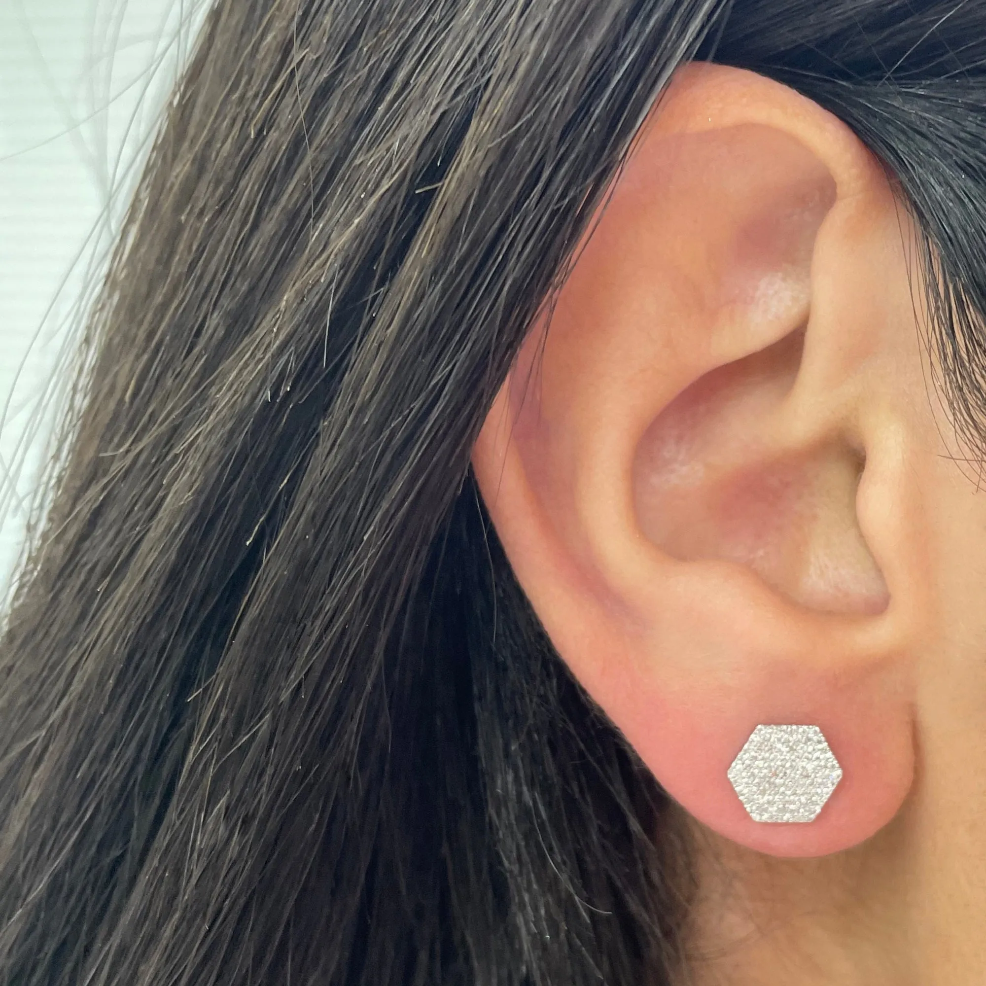 14k Gold & Diamond Hexagon Stud Earrings- 0.35 ct.