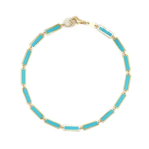 14k Gold & Turquoise Station Bar Bracelet