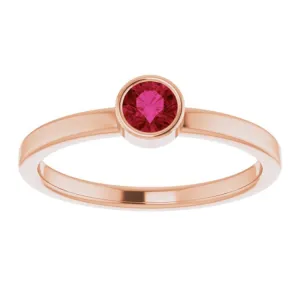 14K Rose 4 mm Lab-Grown Ruby Ring