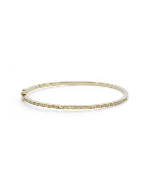 14K Yellow Gold Diamond Bangle W/ 0.47ct Bezel Set & Clustered Diamonds