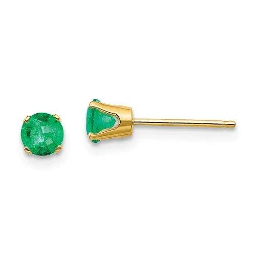14KT GOLD 1/2 CTW ROUND EMERALD EARRINGS