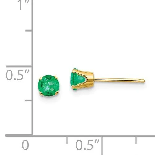 14KT GOLD 1/2 CTW ROUND EMERALD EARRINGS