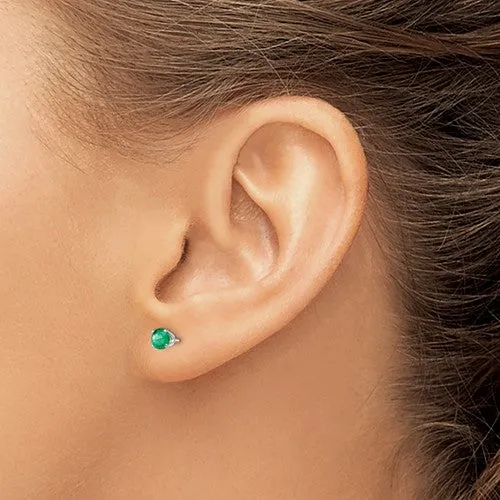 14KT GOLD 1/2 CTW ROUND EMERALD EARRINGS