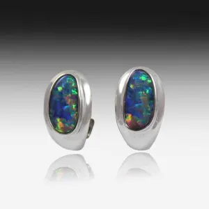 14KT WHITE GOLD OPAL EARRINGS
