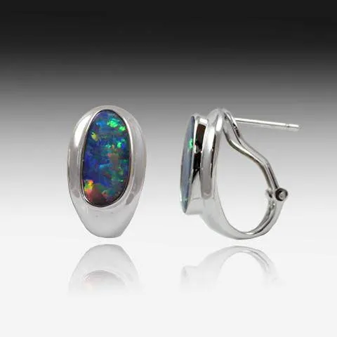 14KT WHITE GOLD OPAL EARRINGS