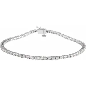 14KW Diamond Line Bracelet w/ 2.0  CTW & 7.25" Long