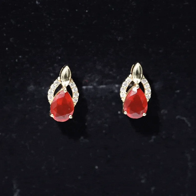1.5 CT Pear Cut Fire Opal Bridal Stud Earrings with Diamond Accent