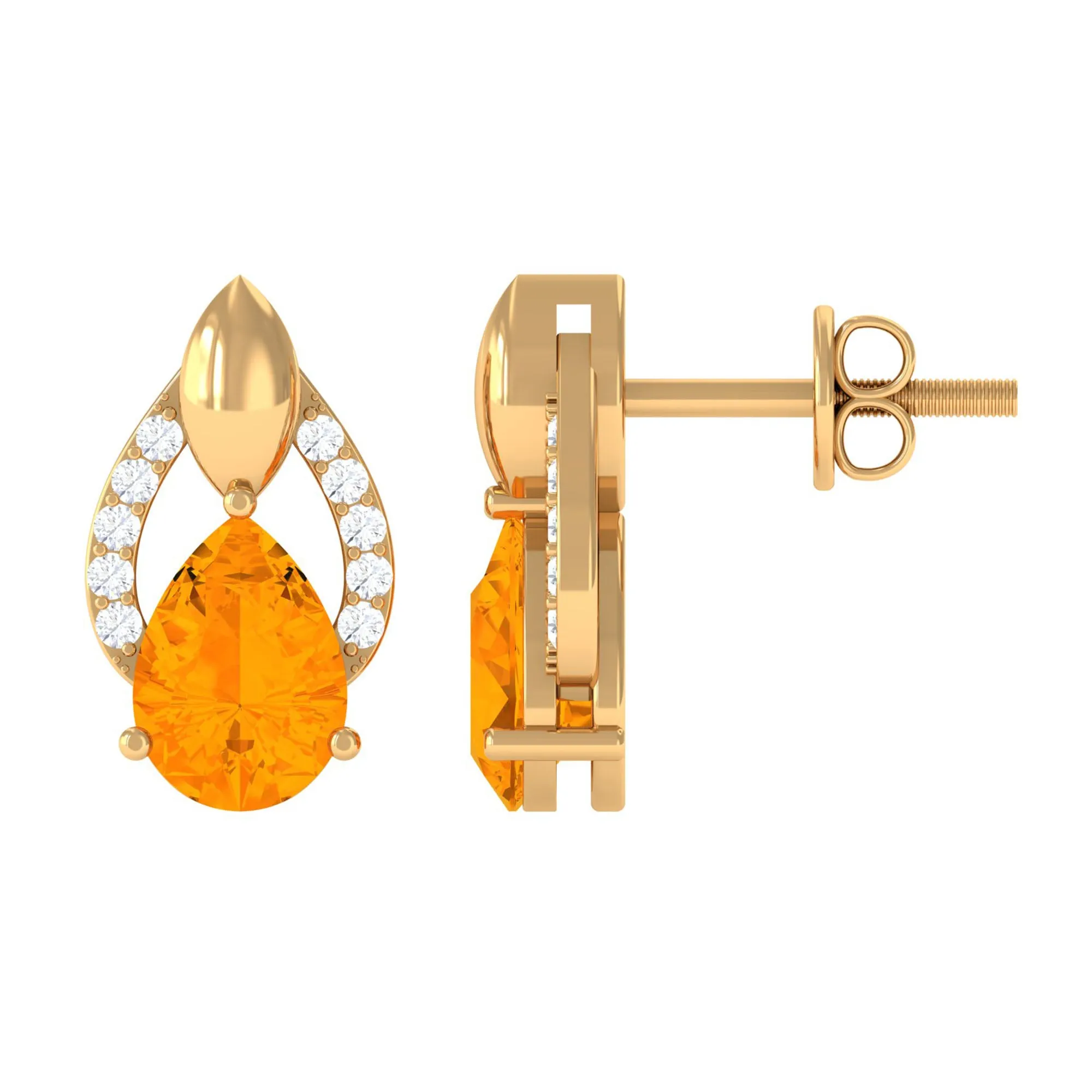 1.5 CT Pear Cut Fire Opal Bridal Stud Earrings with Diamond Accent