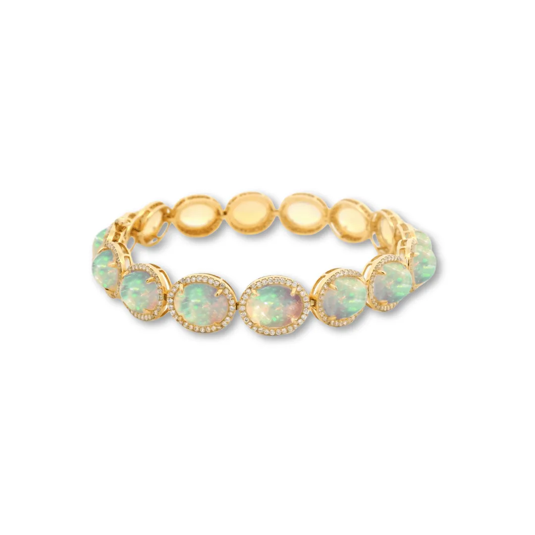 18K Gold Opal and Diamond Bracelet