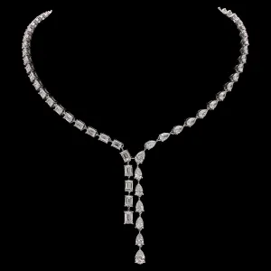18K Gold Pear & Emerald Cut Diamond Necklace - 16.79ct