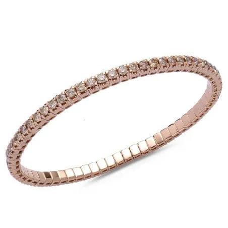 18K Stretch Champagne Round Diamond Tennis Bracelet, 2.5-6.6 Carats