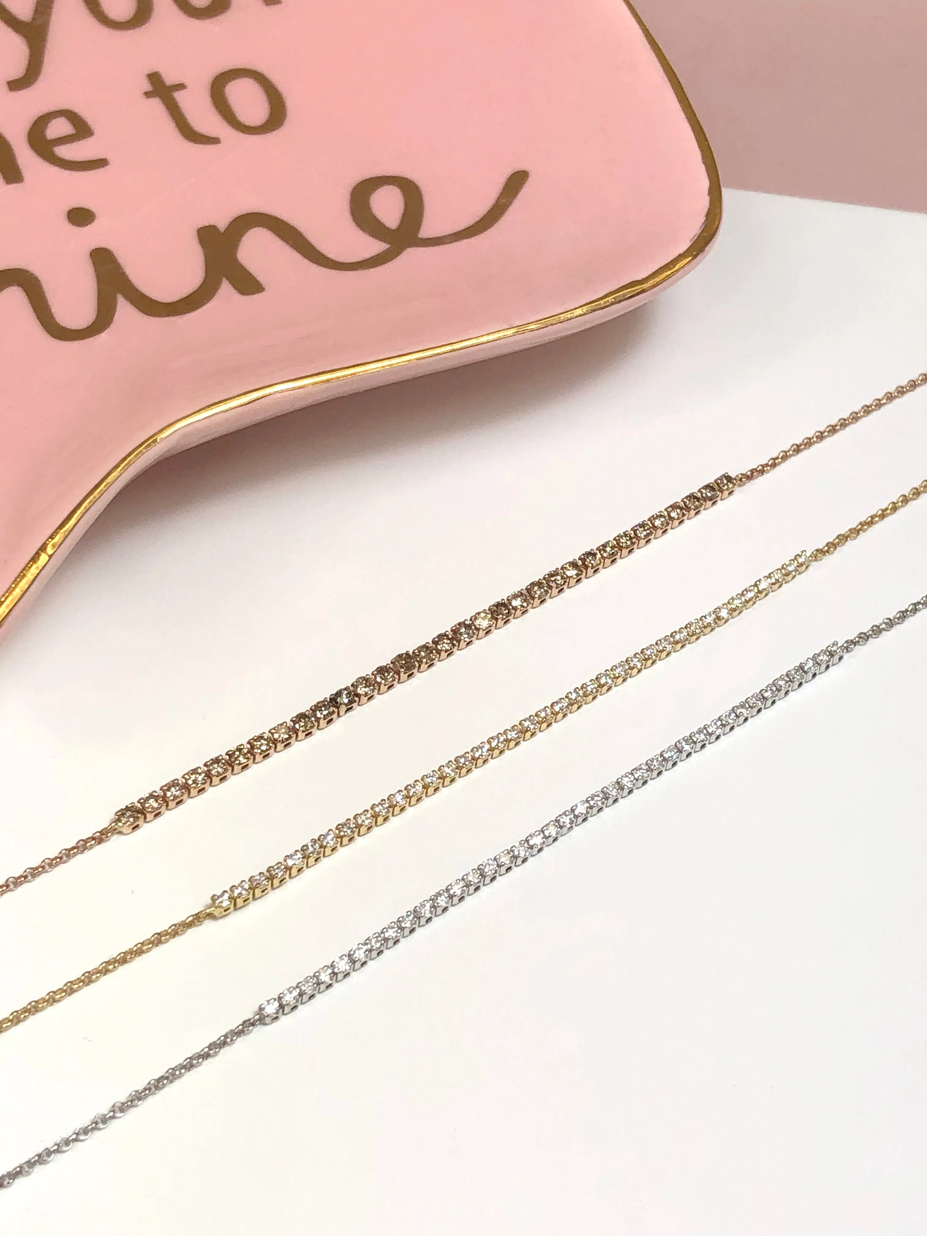 18k Yellow Gold Half Tennis Diamond Bracelet