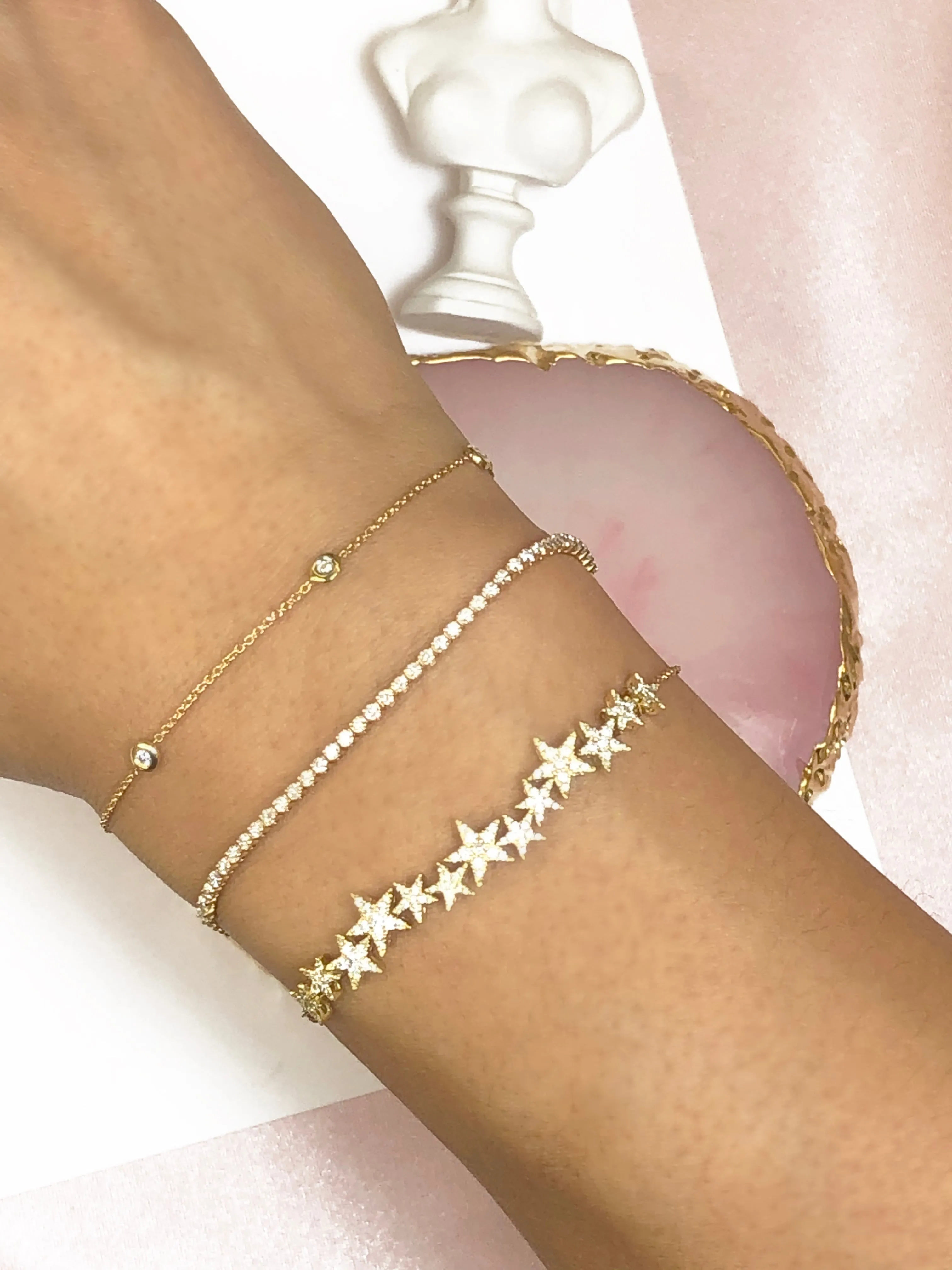 18k Yellow Gold Half Tennis Diamond Bracelet