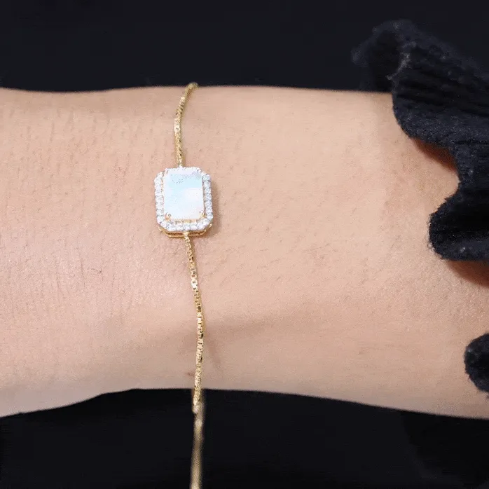 2.25 CT Octagon Cut Ethiopian Opal and Diamond Bolo Chain Bracelet