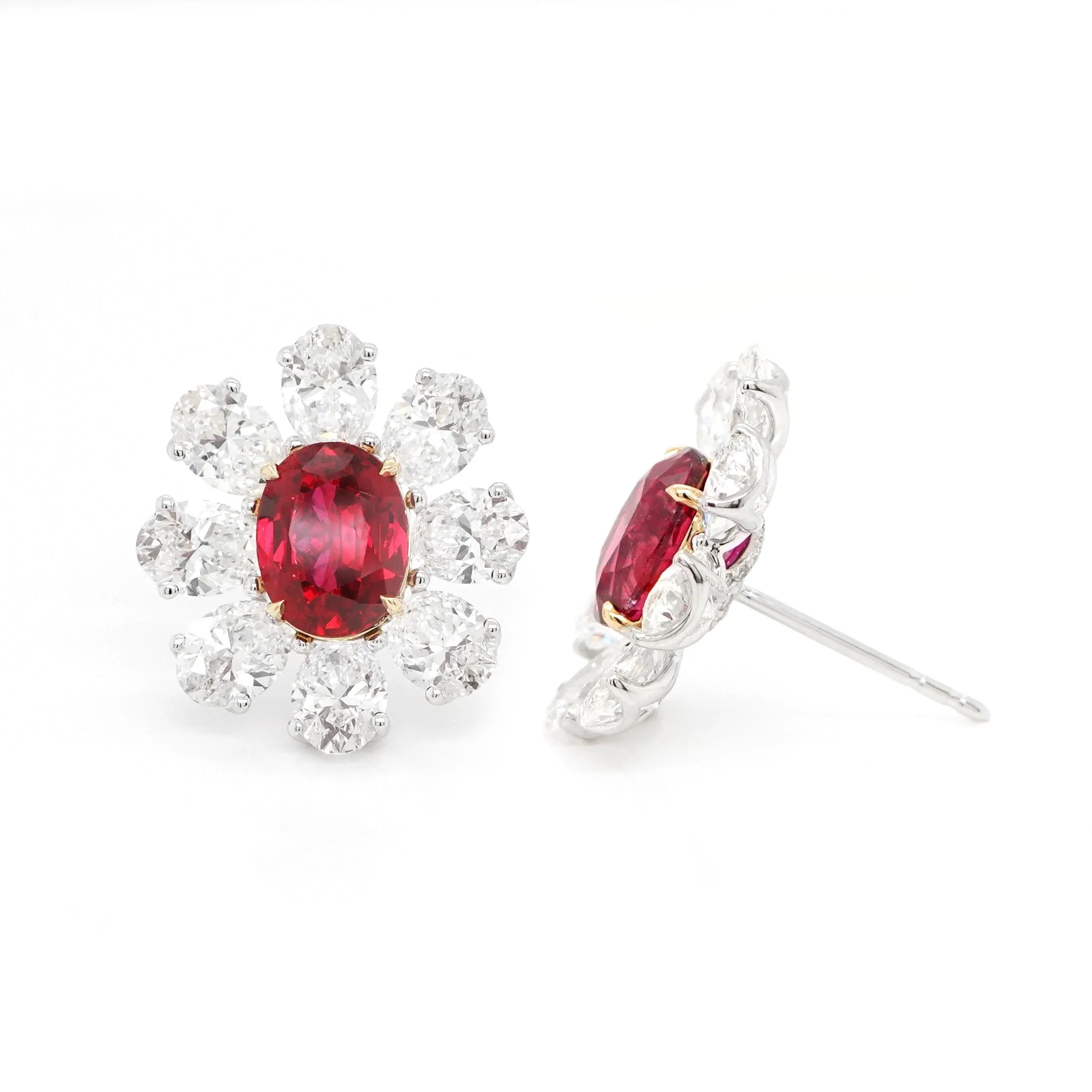 3.23 / 3.09 cts Unheated Ruby with Diamond Earrings (ENQUIRE)