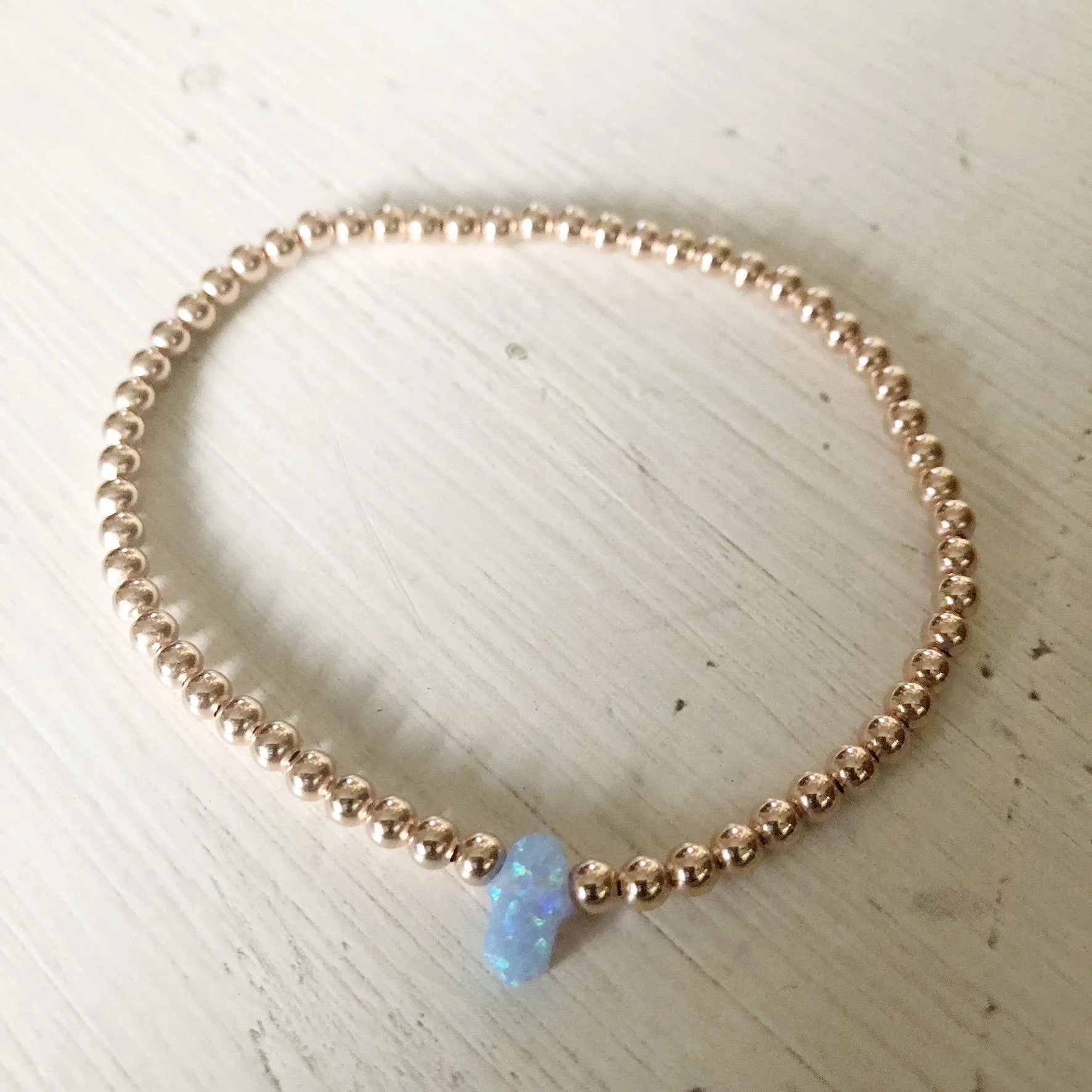 3mm Bead Stretch Bracelet with Opal Hamsa Bead