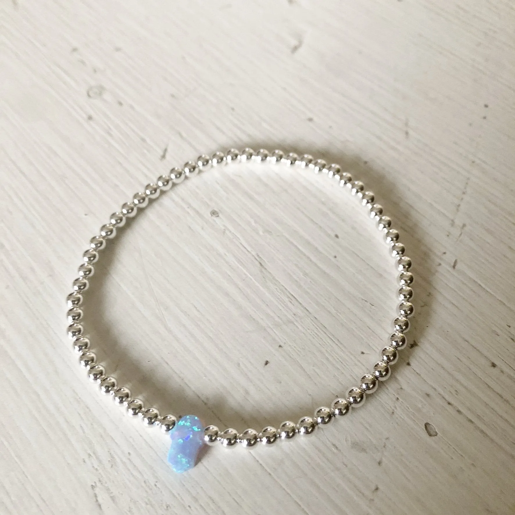 3mm Bead Stretch Bracelet with Opal Hamsa Bead