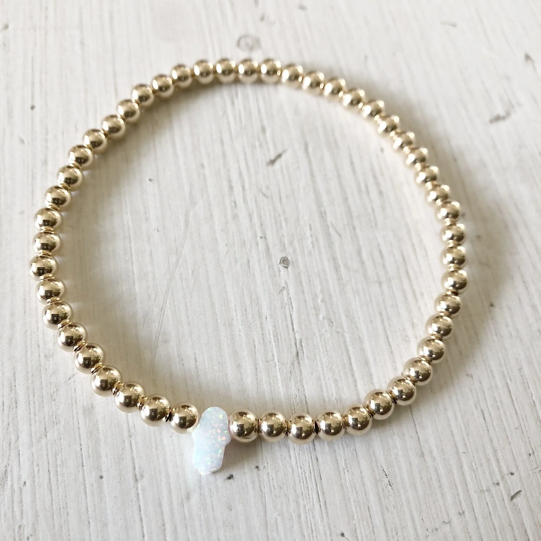 3mm Bead Stretch Bracelet with Opal Hamsa Bead