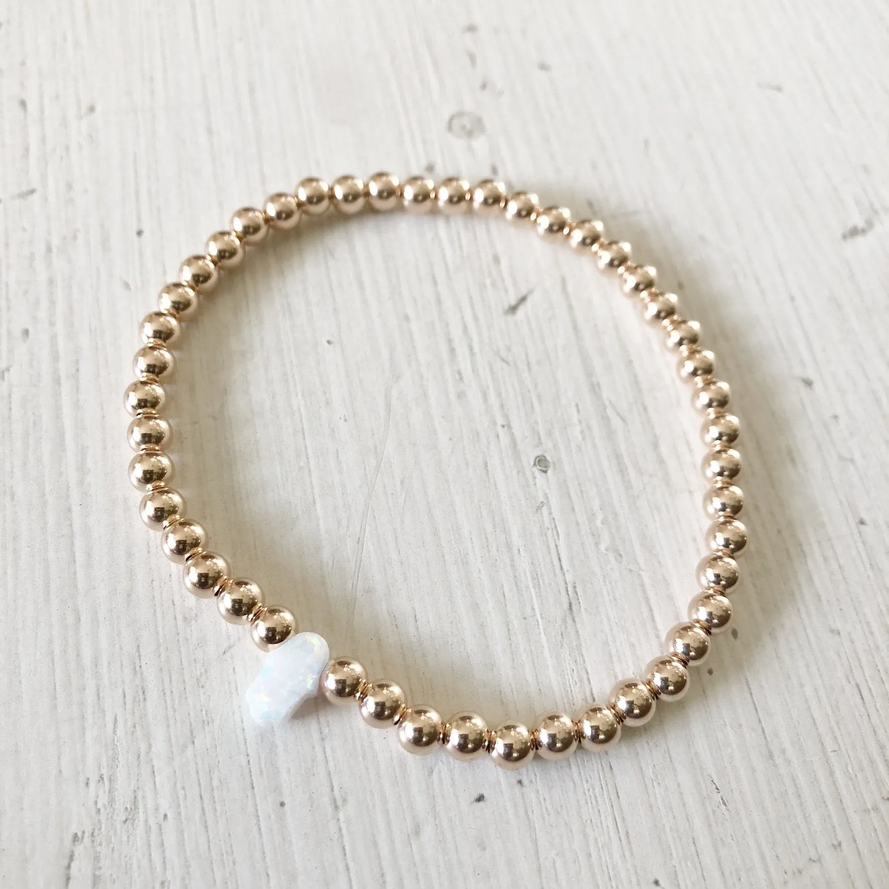 3mm Bead Stretch Bracelet with Opal Hamsa Bead