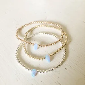 3mm Bead Stretch Bracelet with Opal Hamsa Bead