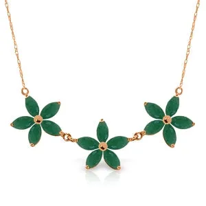 4.2 Carat 14K Solid Rose Gold Necklace Natural Emerald