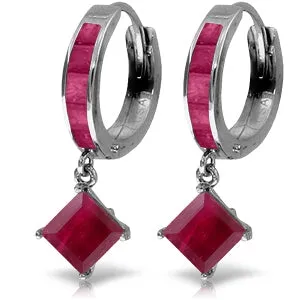 4.2 Carat 14K Solid White Gold Reinvension Ruby Earrings