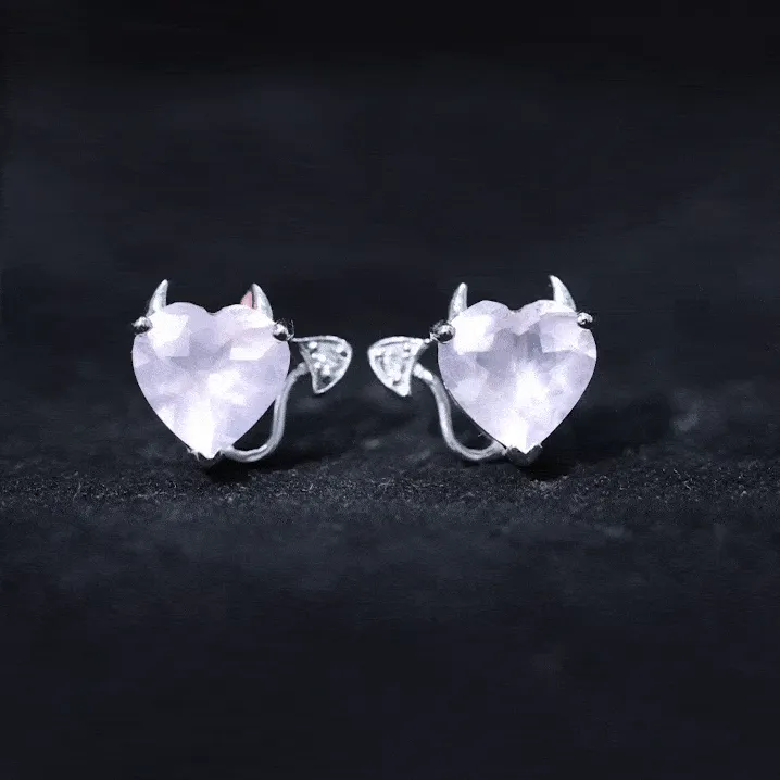 4.25 CT Rose Quartz and Moissanite Gothic Stud Earrings