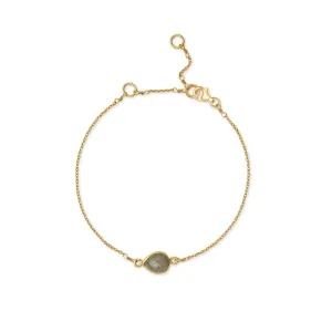 7"   2" 14 Karat Gold Plated Pear Faceted Labradorite Bracelet