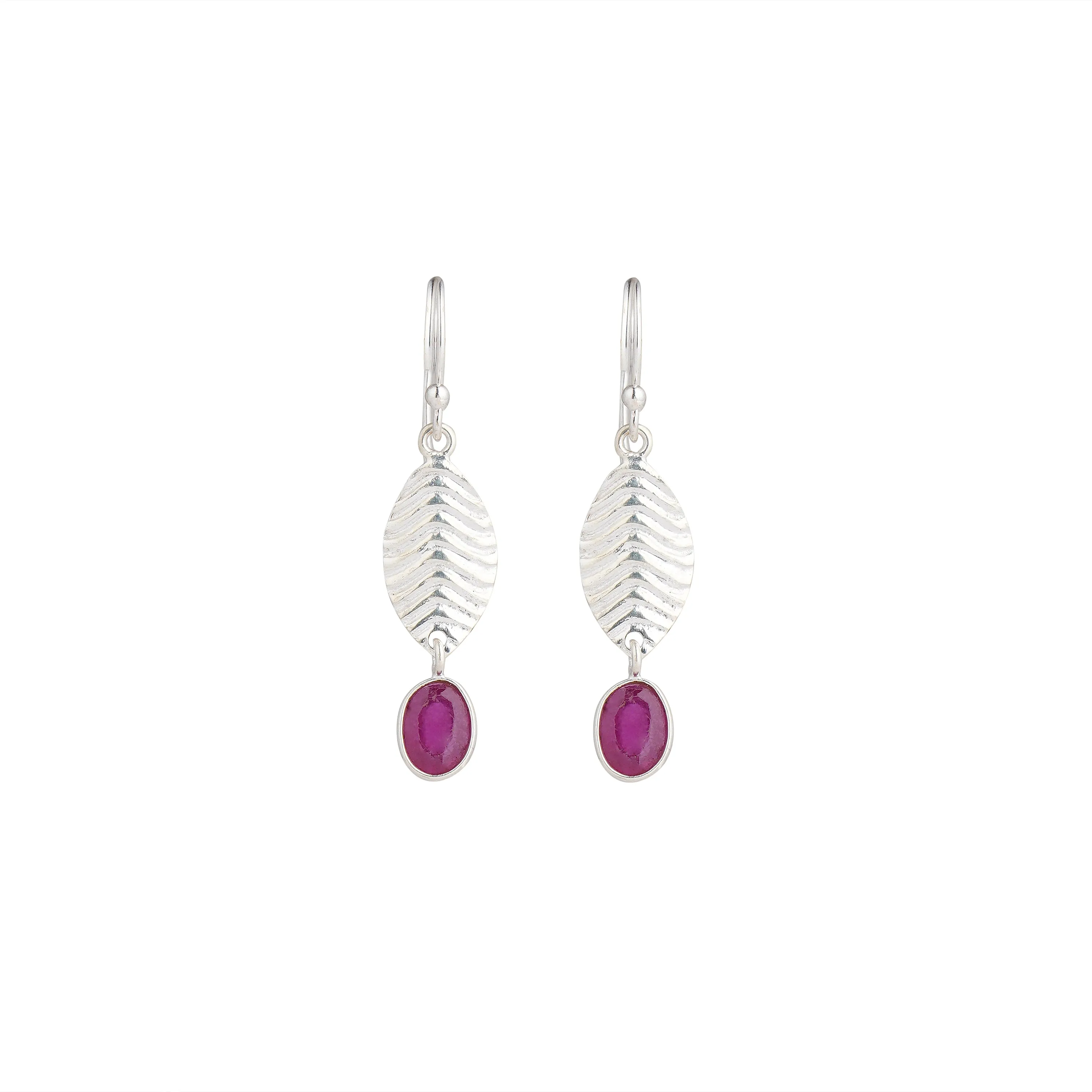 925 Sterling Silver Earrings - Amethyst Ruby stone