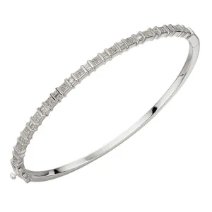 9ct White Gold Baguette Diamond Bar Bangle GB484