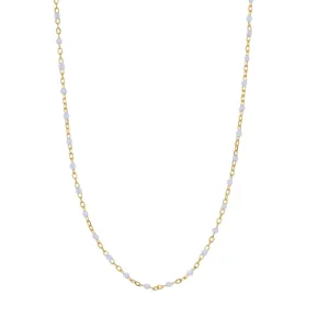 ANGELINA WHITE BEADED GOLD NECKLACE
