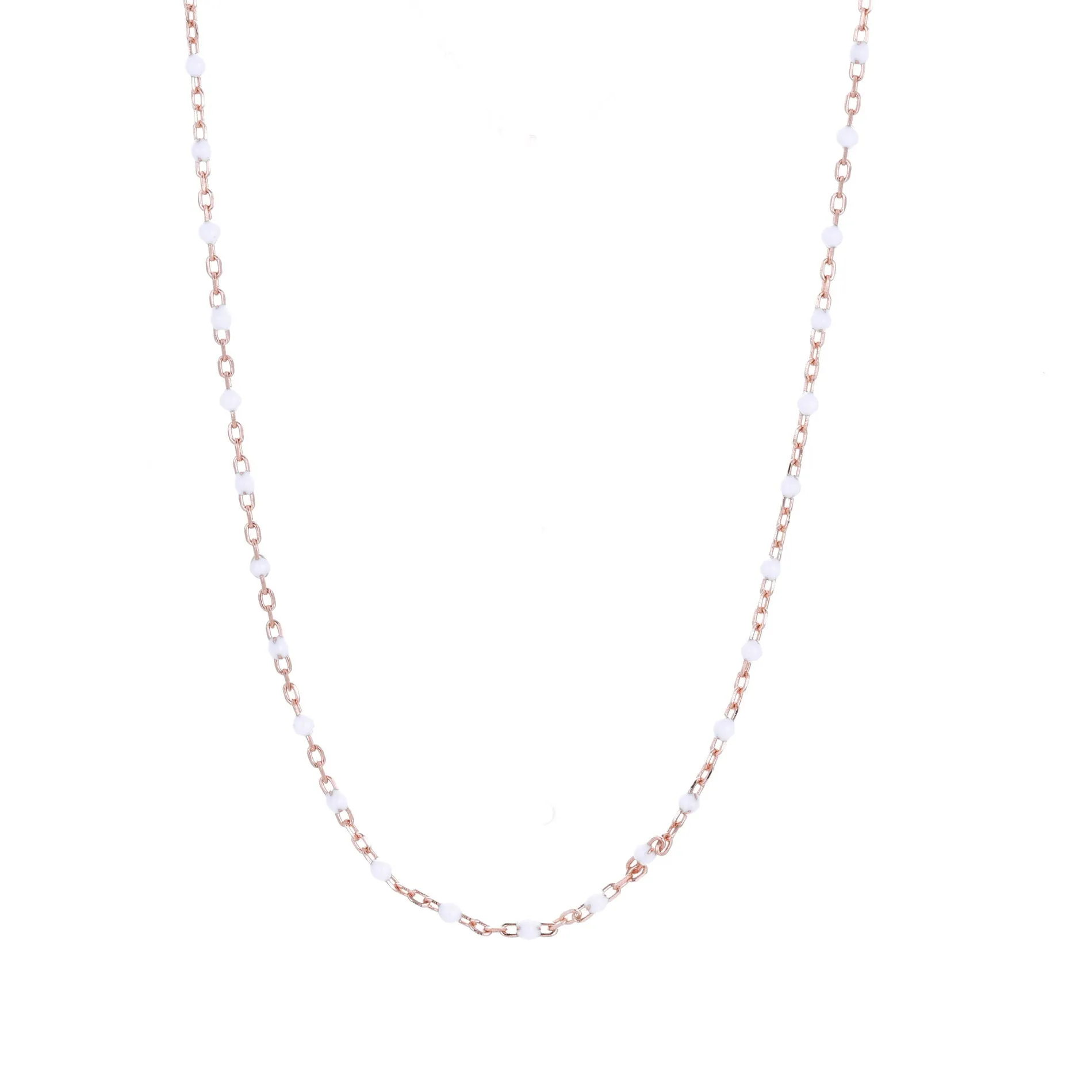ANGELINA WHITE BEADED ROSE GOLD NECKLACE