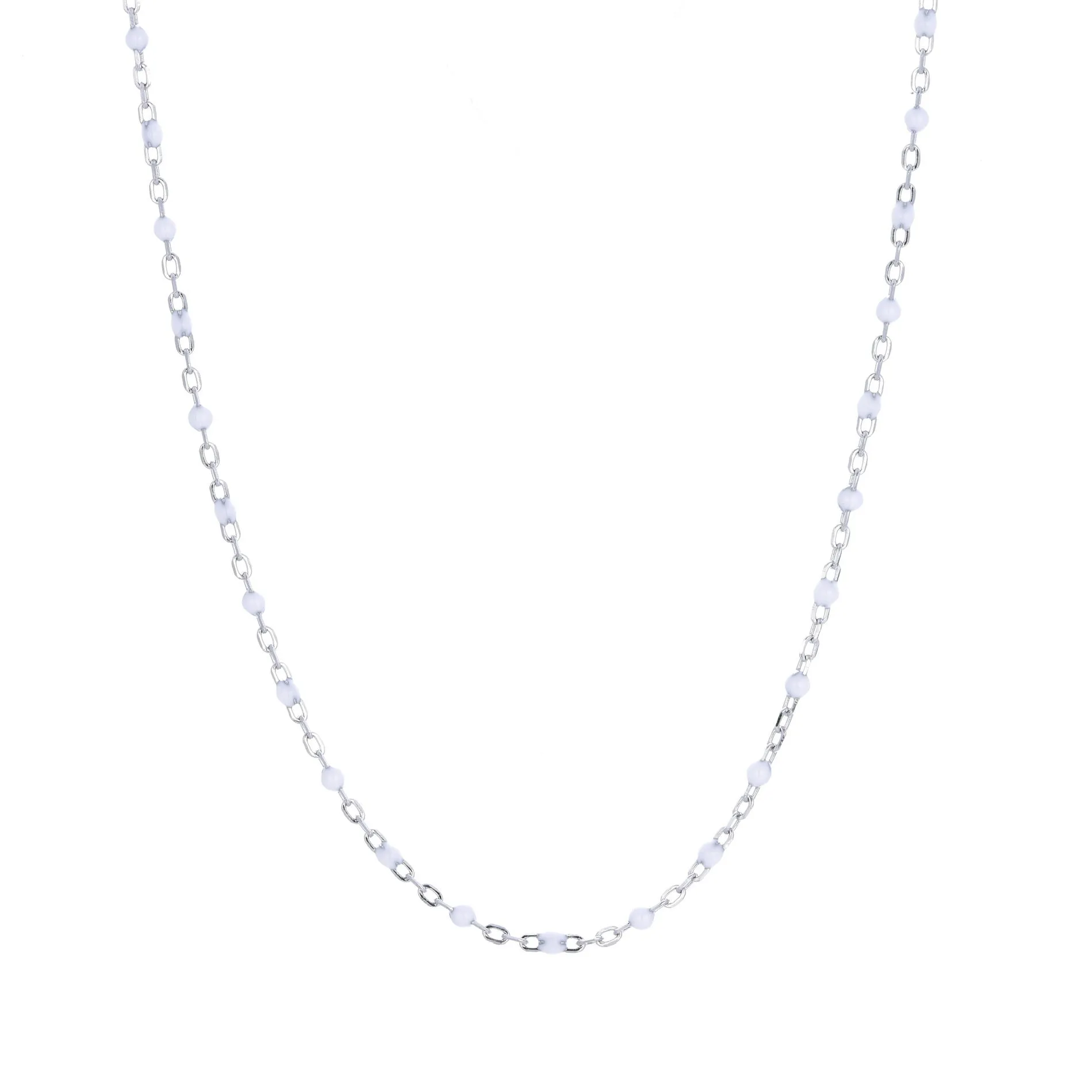 ANGELINA WHITE BEADED SILVER NECKLACE