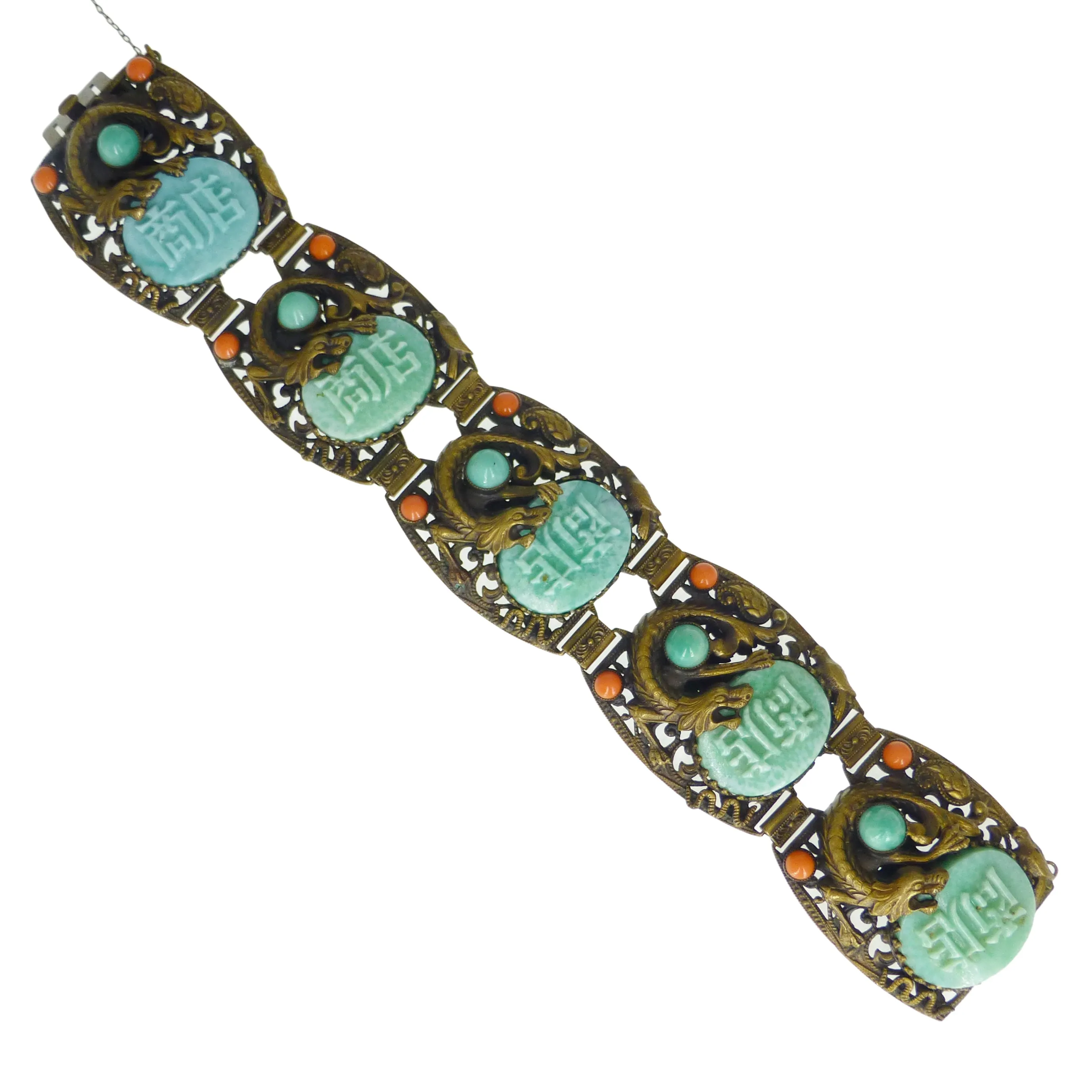 Antique Czechoslovakian Neiger Brothers Figural Oriental Panel Bracelet