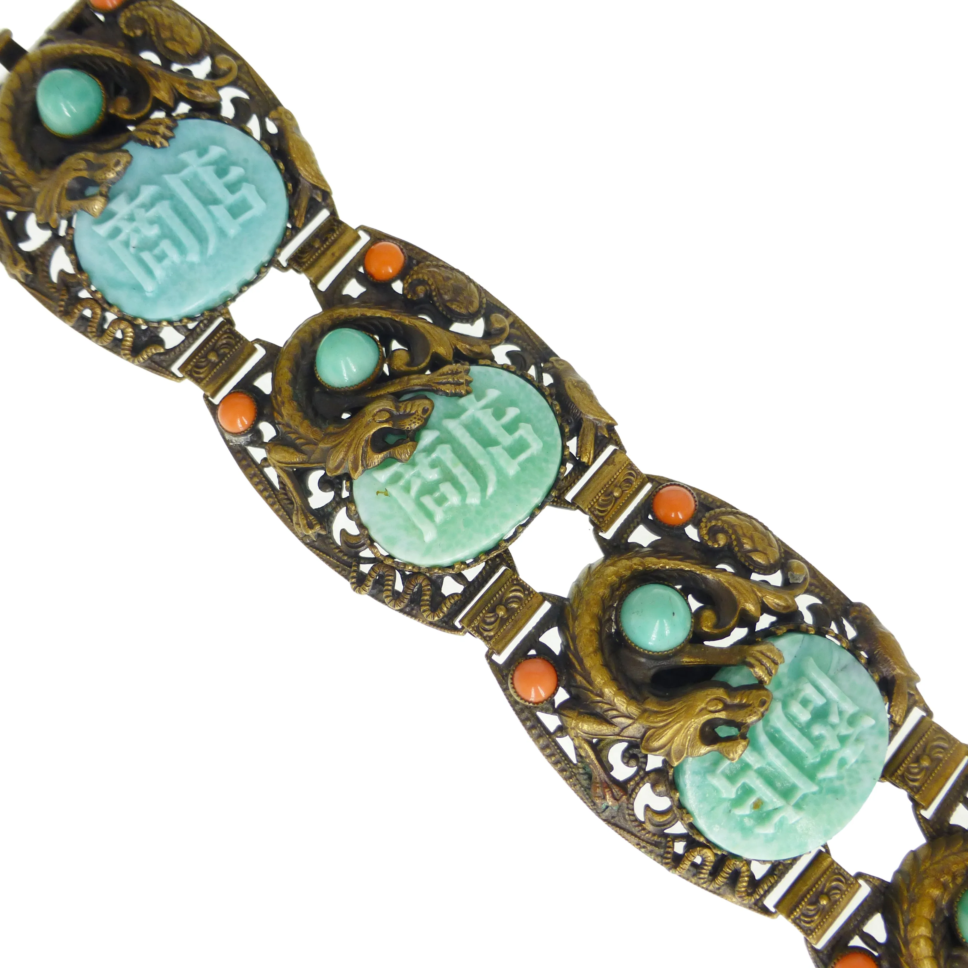 Antique Czechoslovakian Neiger Brothers Figural Oriental Panel Bracelet