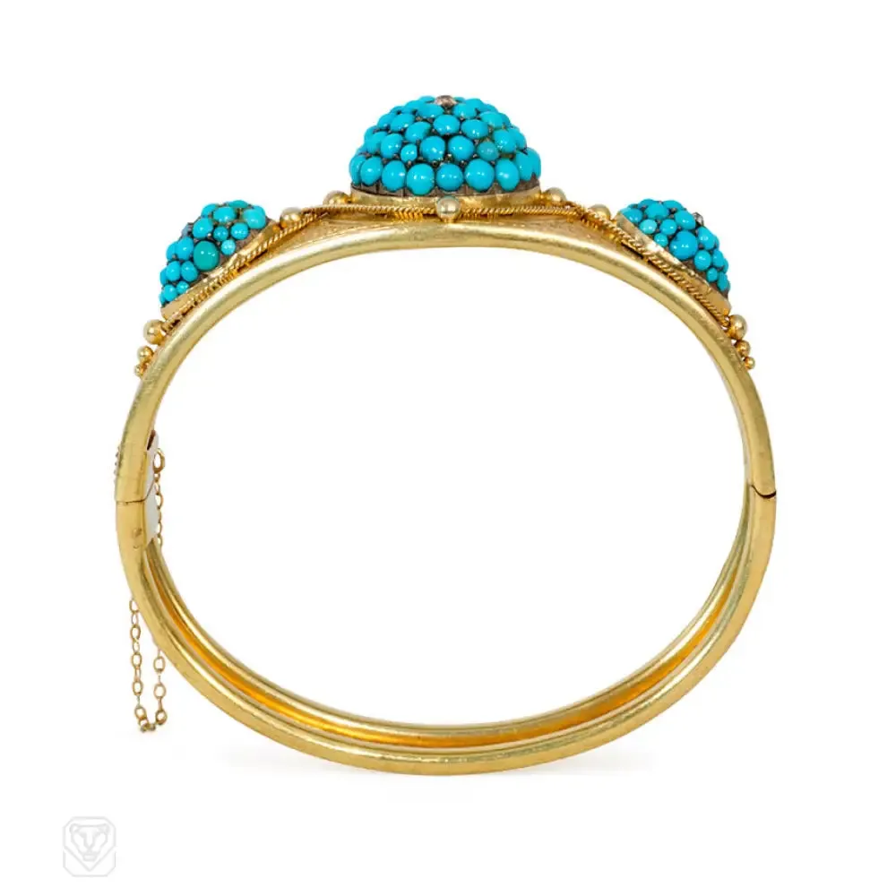 Antique gold and pavé turquoise bracelet