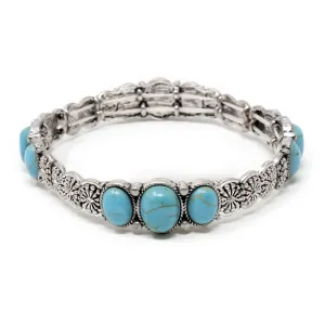 Antique Silver Stretch Bracelet Turquoise