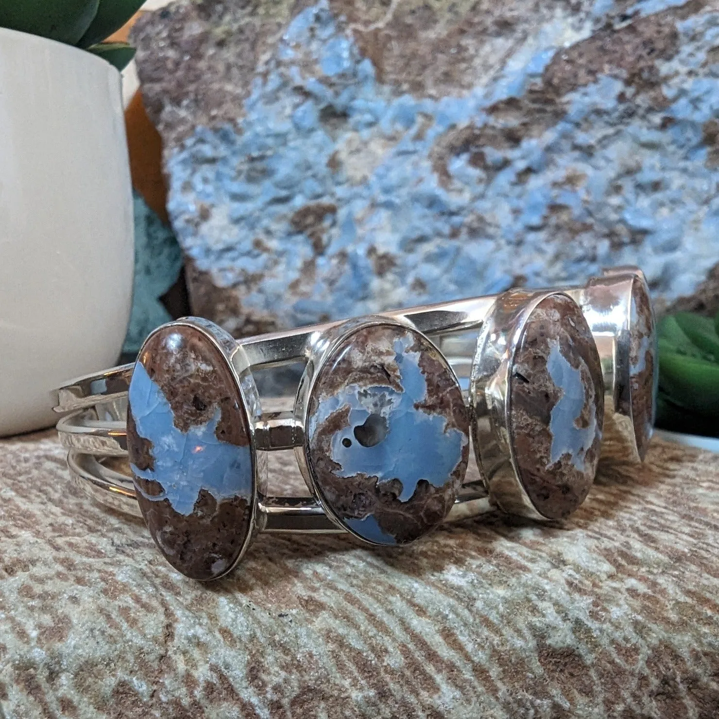Arizona Blue Opal Five Stone Bracelet GJ-BRC-0043