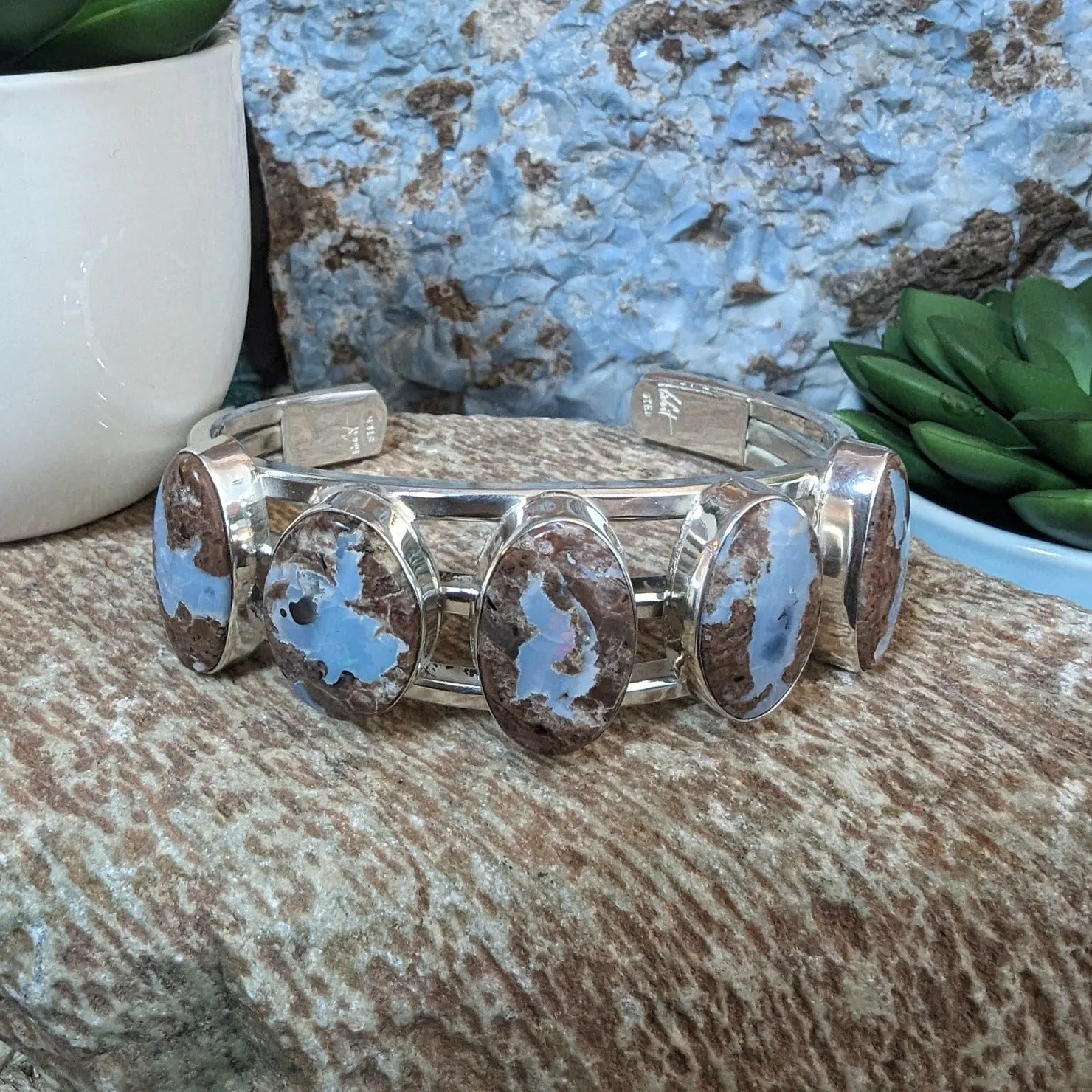 Arizona Blue Opal Five Stone Bracelet GJ-BRC-0043