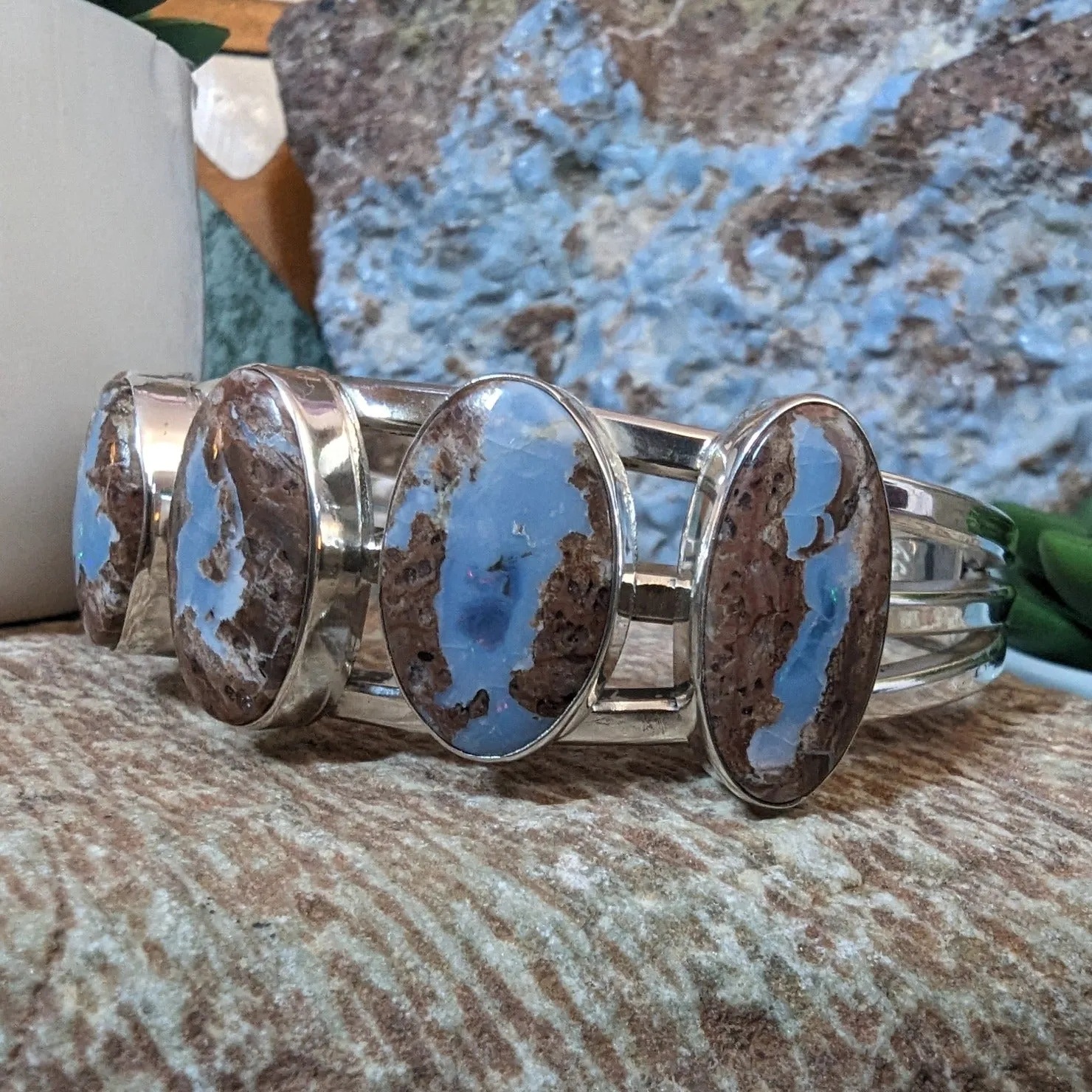 Arizona Blue Opal Five Stone Bracelet GJ-BRC-0043