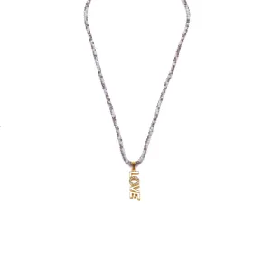 Ashley Gold Stainless Steel Beaded Gold Plated CZ Love Necklace