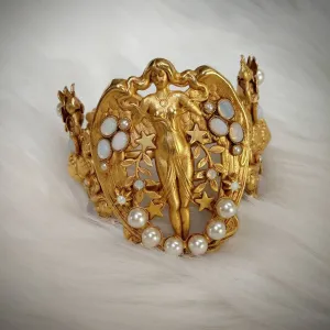 Askew London pearl Bracelet  fantasy Art Nouvau style clamper