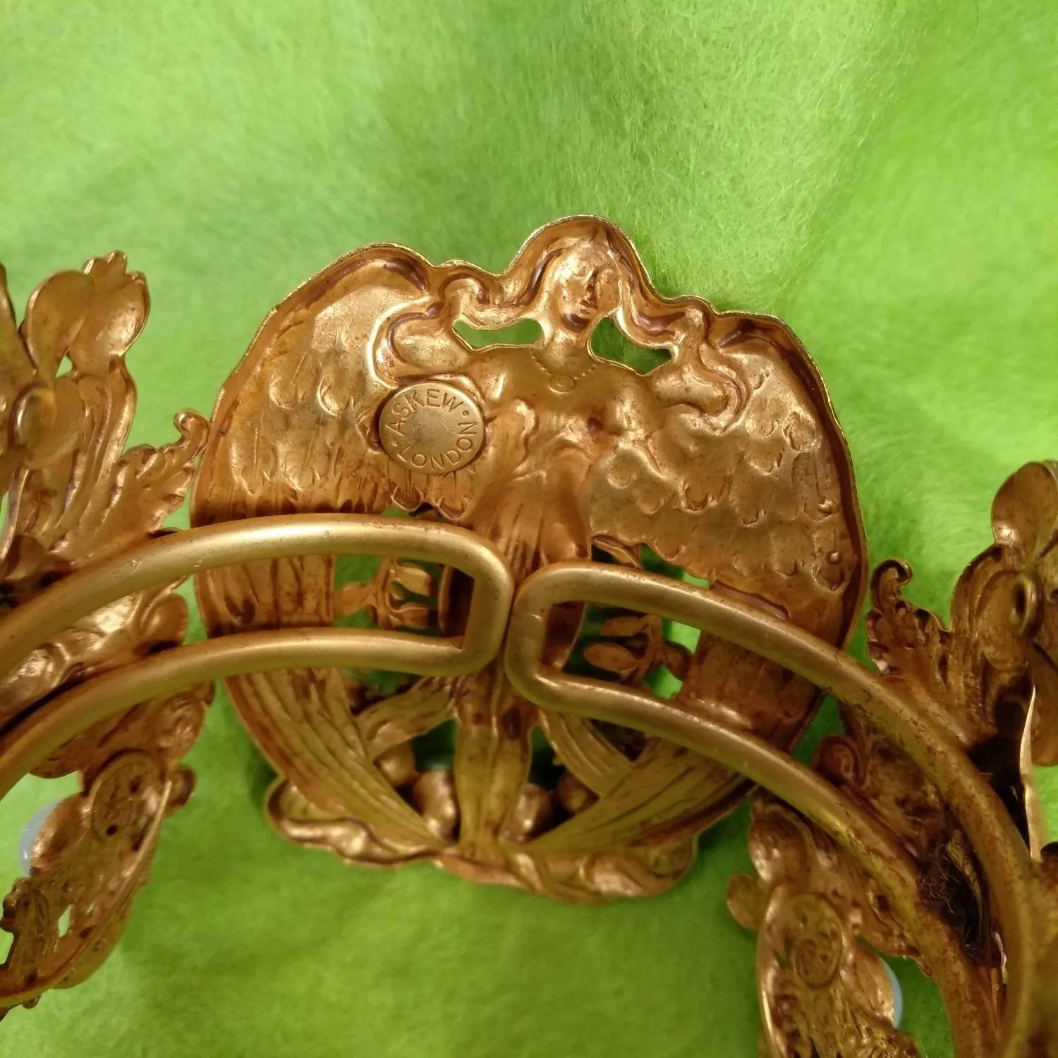 Askew London pearl Bracelet  fantasy Art Nouvau style clamper