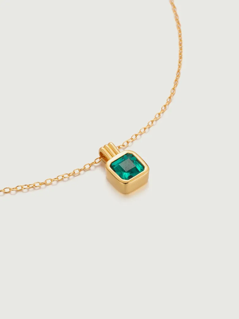Asscher Cut Emerald Charm Necklace