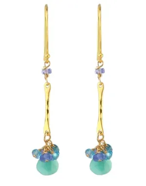AVF Gold Amazonite, Tanzanite & Quartz Bar Earrings (SI6791)
